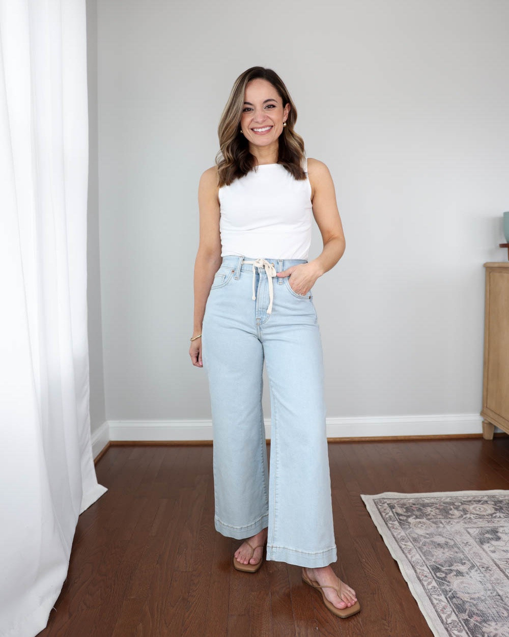 Comfortable and lightweight drawstring pants/shorts for petites!

Outfit 1:
Drawstring Jeans (Gap Factory): 24 short - they’re lightweight but structured with a button and fly (instead of being a relaxed pull-on style). They’re true to size with a 10.5” rise and a 25” inseam (in short).
Tank top (Quince): xs
Sandals: tts

Outfit 2:
Comfy pull-on shorts (Target): xs
White tank top (Madewell): xxs
Sandals: true to size

Outfit 3:
Banana Republic Factory Mid-Rise Wide-Leg Jeans: petite xxs (Rise: 9″ Inseam: 28″ Fabric: 100% Cotton Weight: Lightweight denim Fit: True to size)
Camisole (Kohl's): small
Crochet top (Abercrombie): xxs
Gold sandals (Sam Edelman): tts

My measurements for reference: I’m 4’10” and 105lbs. My bust, waist, and hip measurement is 32”, 24”, and 36”.

#LTKPetite #LTKSaleAlert #LTKootd