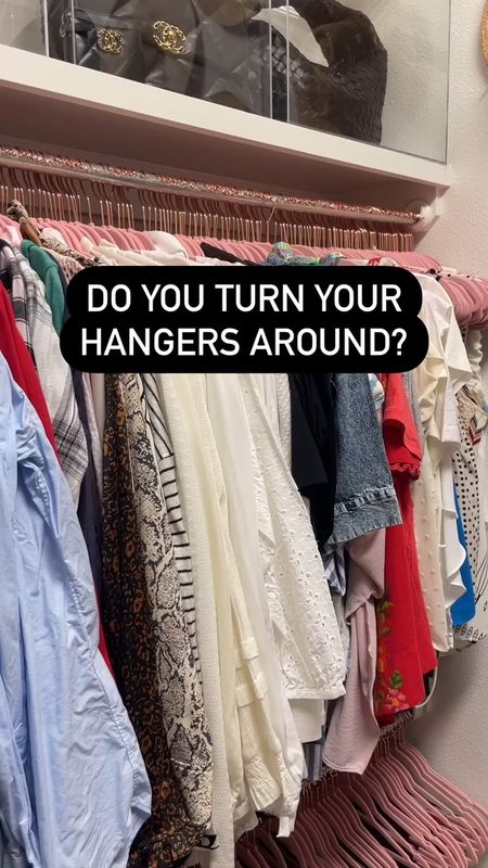 Do you turn your hangers around??•This is one of the best ways to keep your closet decluttered and truly know what you are wearing!•Simply turn all your hangers around backwards, and once you have worn something, put the hanger back the right way. Within a month or two, you will see exactly what you are wearing!•Don’t let clothes you don’t wear take up space in your closet!Turn those hangers around!👗👕

#LTKhome