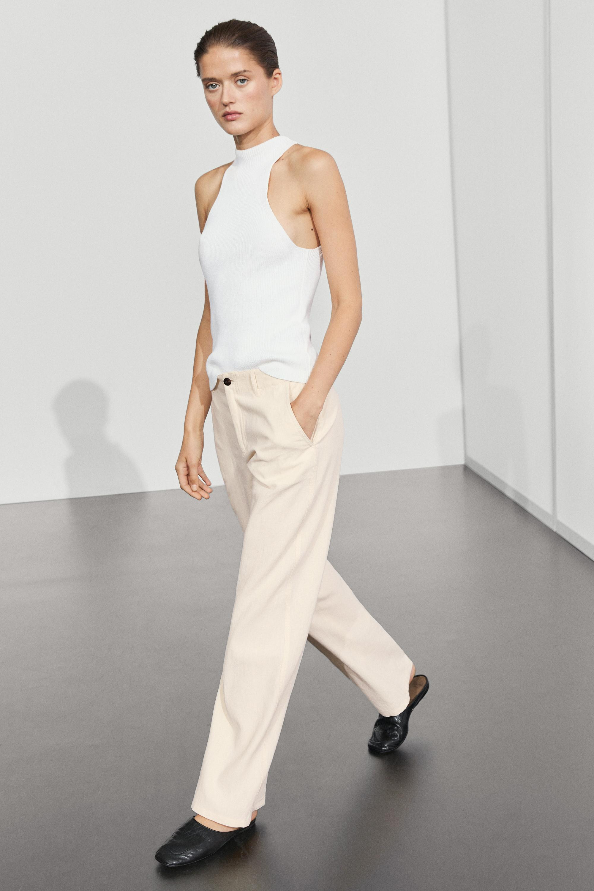 Pantalon relaxed fit en m\u00e9lange de lin | Massimo Dutti FR