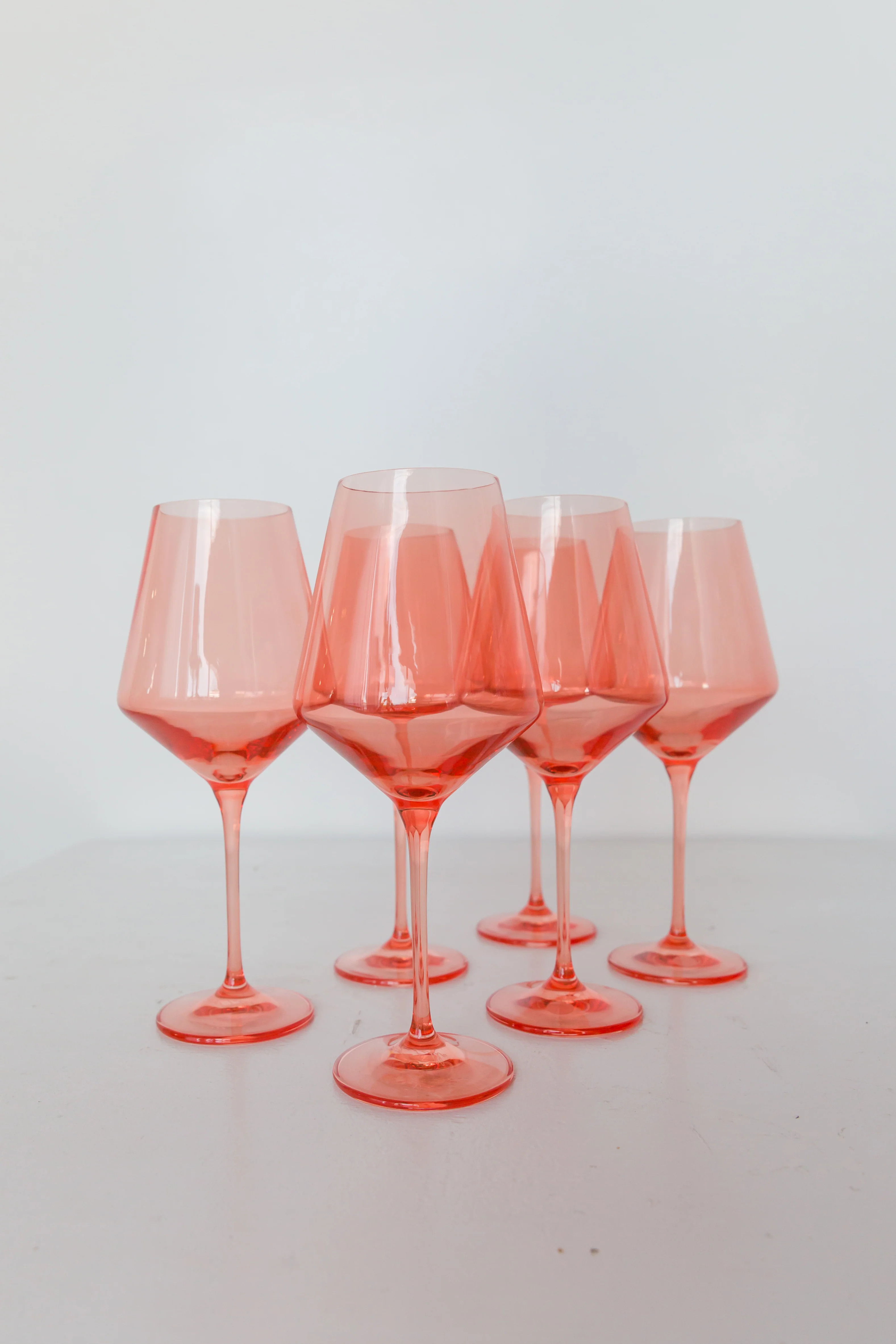 Estelle Colored Wine Stemware - Set of 6- Peach Fuzz {Our Coral Peach | Estelle Colored Glass