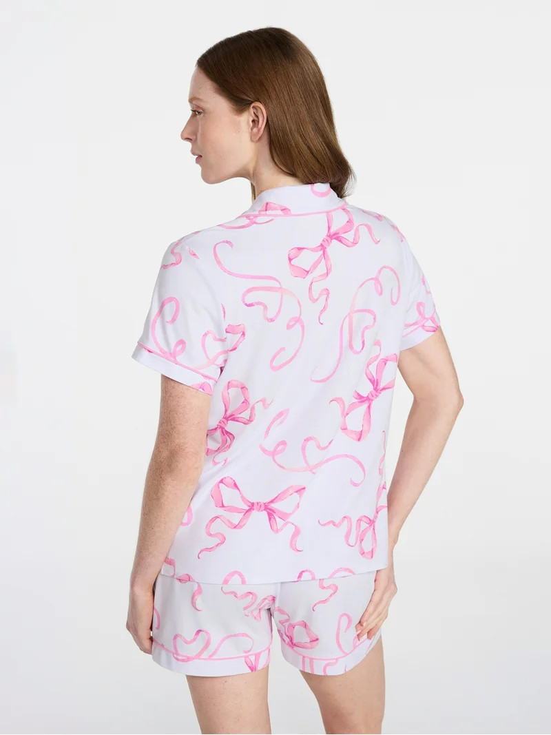 Joyspun Women’s Dreamy Soft Collection Bridal Knit Top and Shorts Pajama Set, 2-Piece, Sizes XS... | Walmart (US)