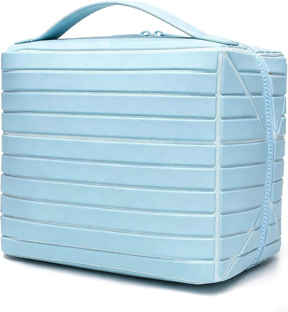 Women's Toiletry Bag \u2013 Waterproof PVC Travel Makeup Organizer Bag, Fold Down & Stand-Up Desi... | Amazon (US)