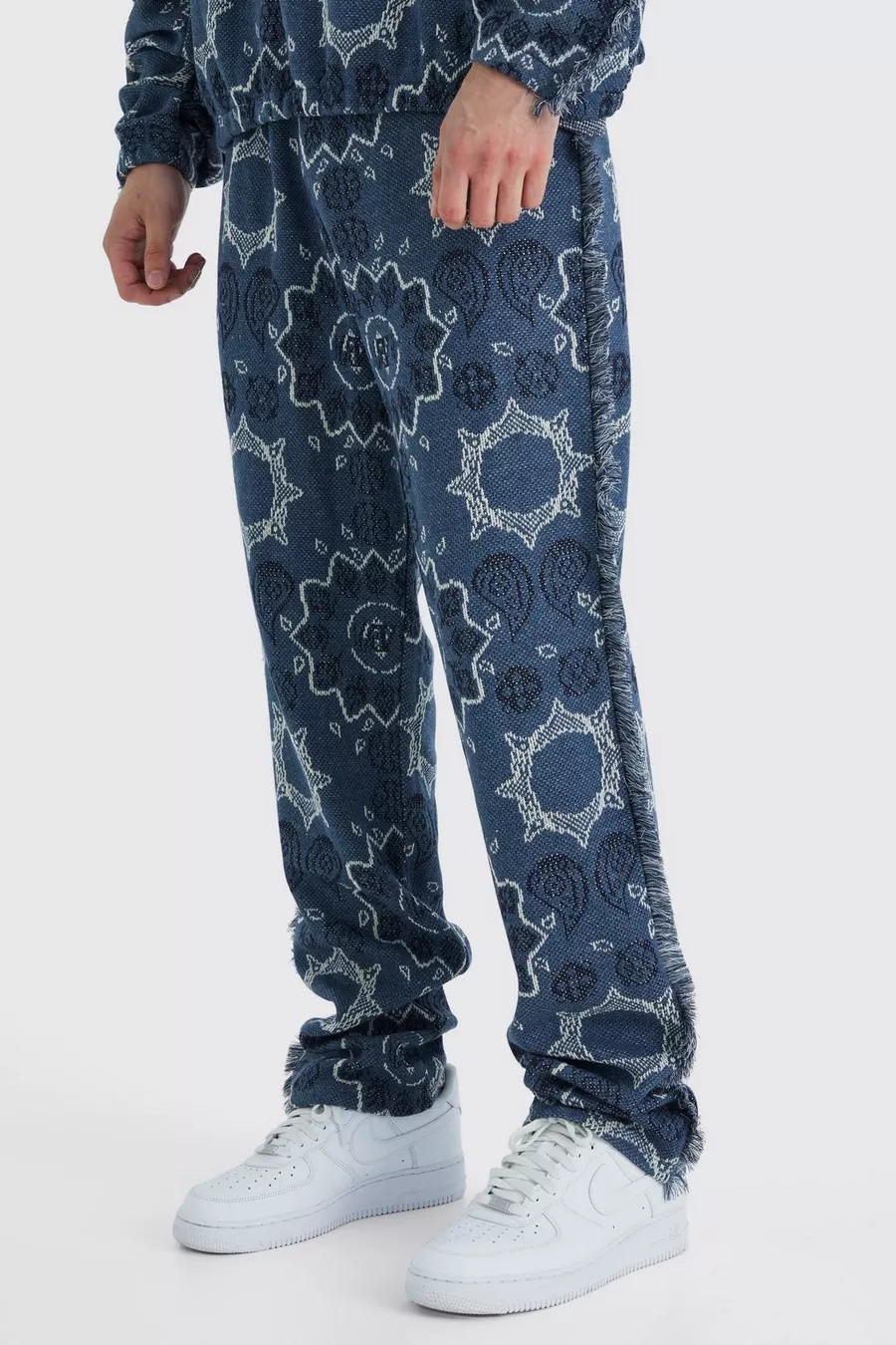 Tall Regular Split Hem Heavy Jacquard Tapestry Jogger | boohoo (US & Canada)