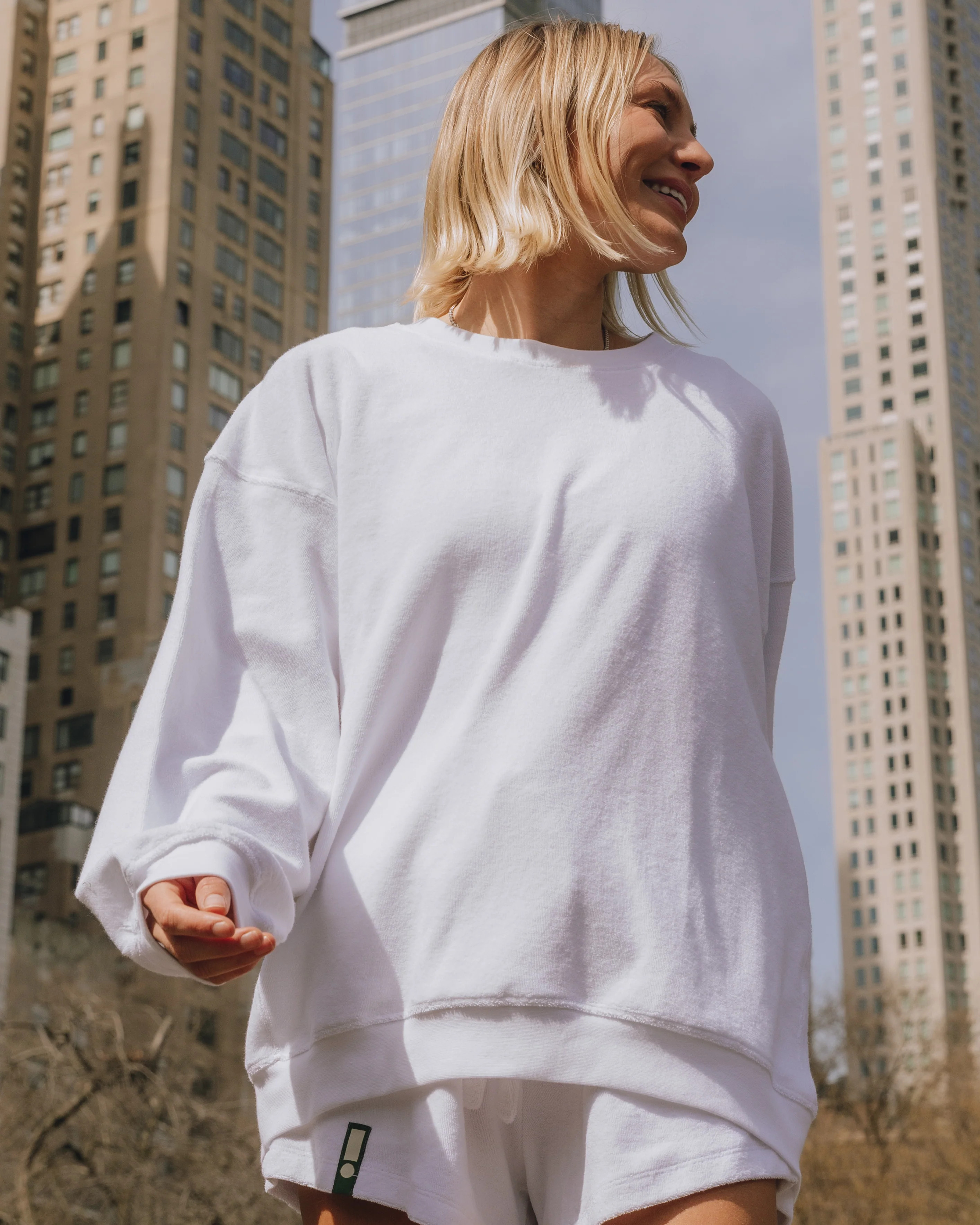 Terry Oversized Crew - White | Daily Drills