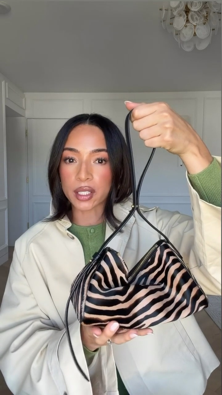 the fall bag every woman needs 🖤🦓 the best little statement bag for fall! It’s so cute for dinner outfits, date night and more elevated fall outfits! Wearing size M cardigan and size S cropped trench coat

#LTKSeasonal