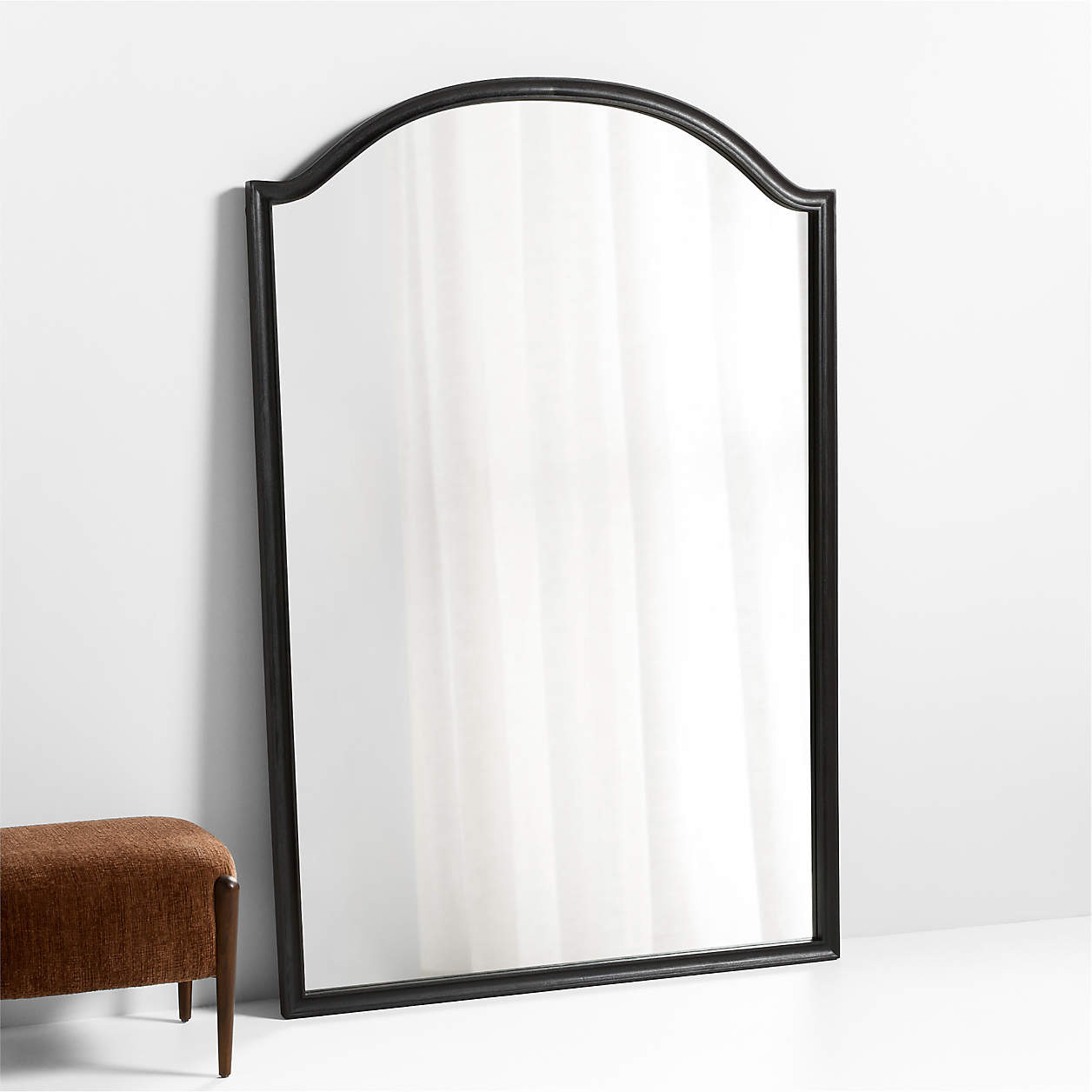 Manor Black Wood Wide Floor Mirror 74"x51" | Crate & Barrel | Crate & Barrel