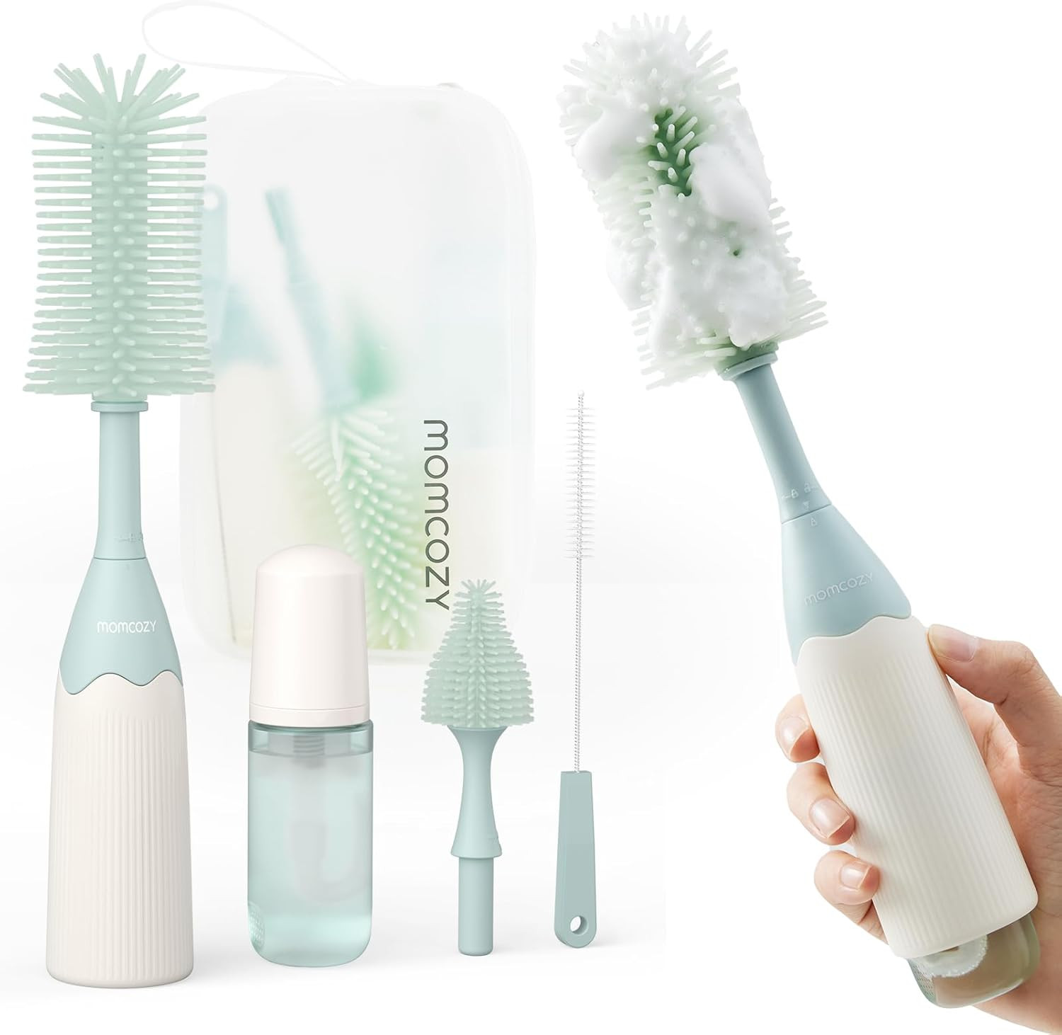 Momcozy Baby Bottle Brush Kit, Push-Press Foam Design, Green | Amazon (US)