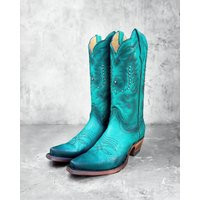 Women's Turquoise Boots Square Toe/ Western Cowboy/Brown Cowboy Boots/ Cowgirl Boots | Etsy (US)