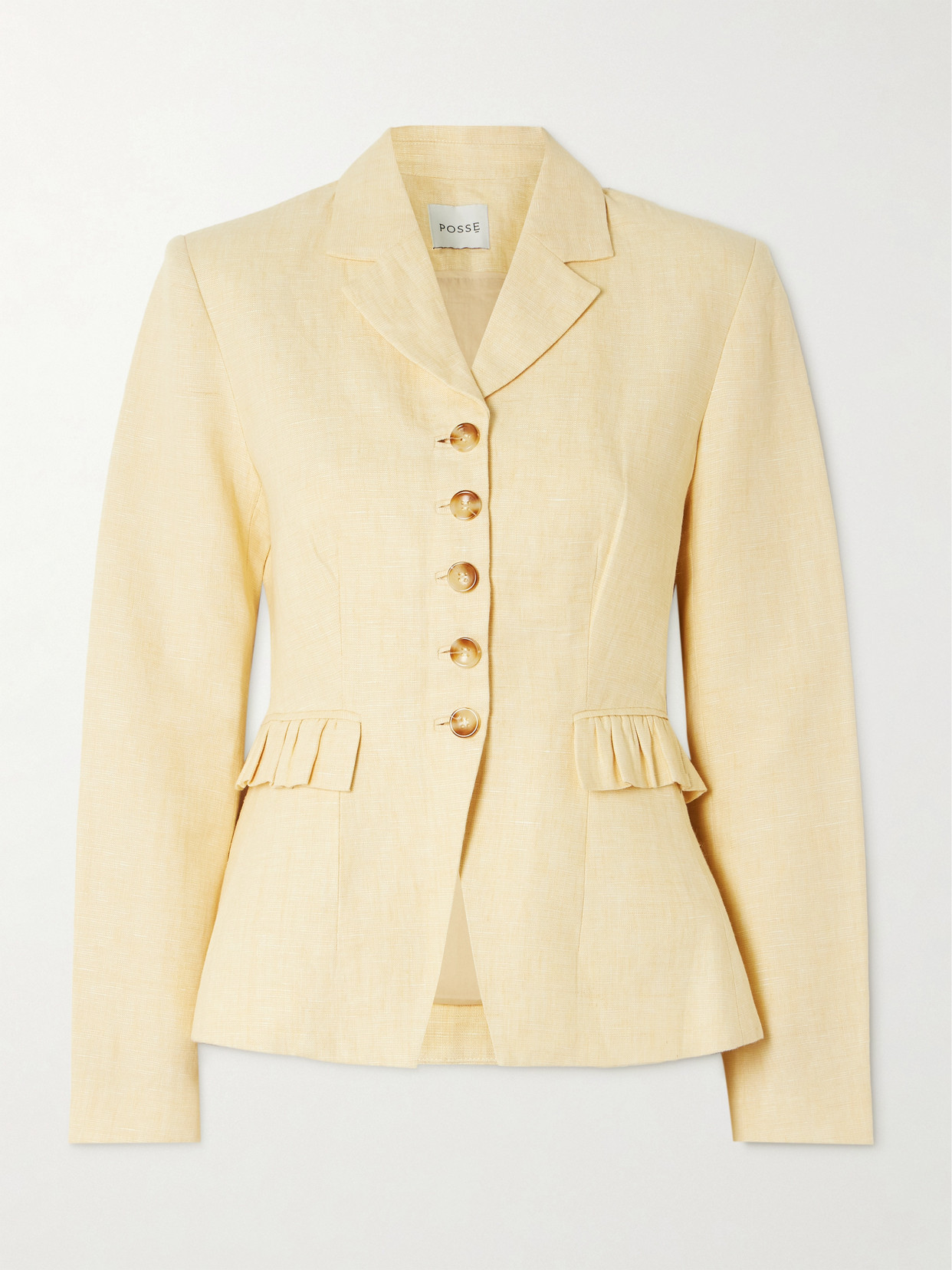 Posse - Matilda Ruffled Linen Blazer - Yellow | NET-A-PORTER (UK & EU)