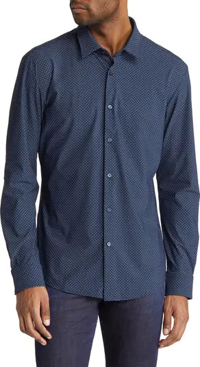 BOSS Men's Roan Slim Fit Dot Print Stretch Button-Up Shirt | Nordstrom | Nordstrom