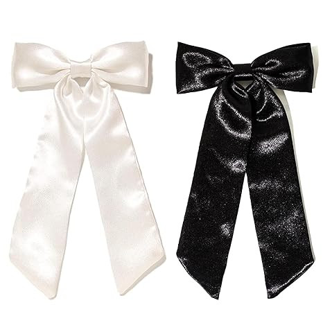 2PCS Silky Satin Bows Hair Clips with Long Tail, Hair Ribbon Bows Alligator Clips Hair Accessorie... | Amazon (US)