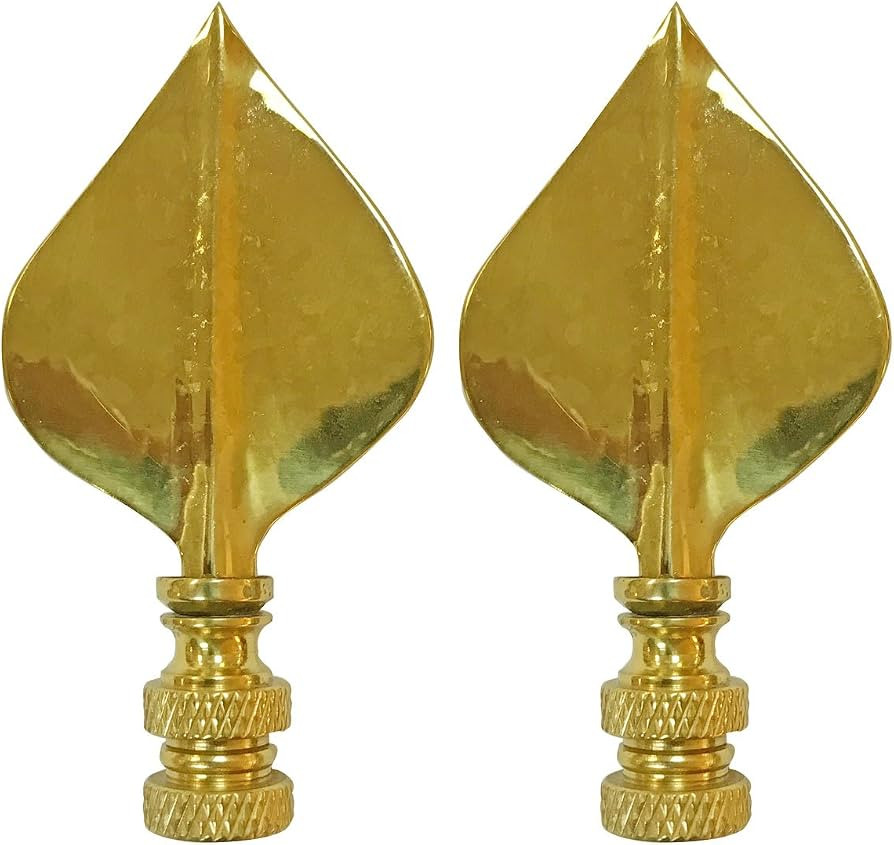 Royal Designs Spade Leaf 2.5" Lamp Finial for Lamp Shade, Polished Brass - Set of 2 | Amazon (US)