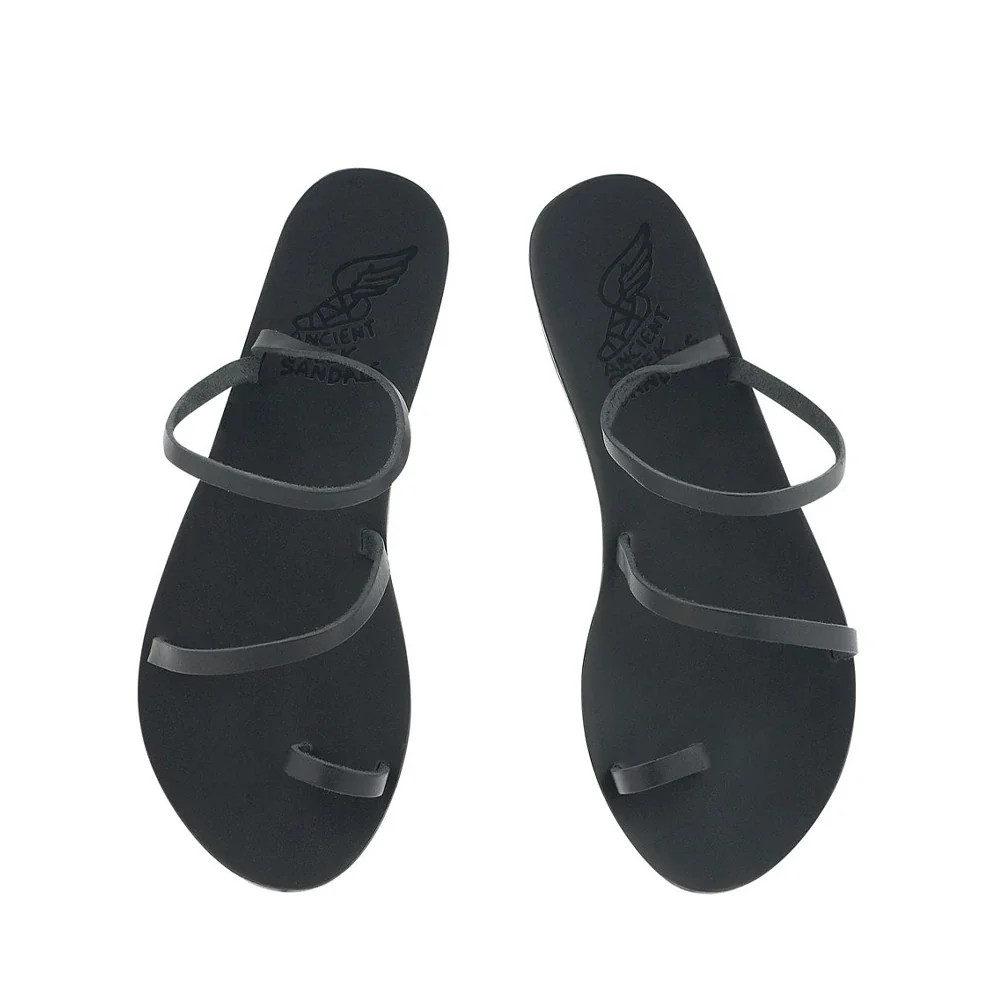 Apli Eleftheria Leather Black | Ancient Greek Sandals