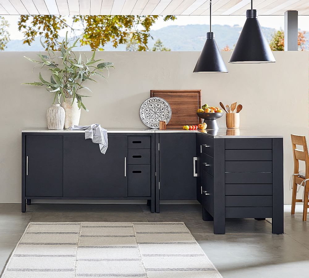 Build Your Own - Malibu Metal Outdoor Kitchen, Black | Pottery Barn (US)