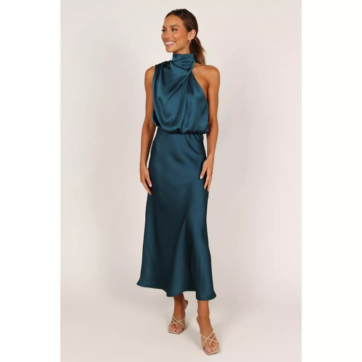 Petal and Pup Womens Anabelle Halter Neck Midi Dress - Teal L | Target