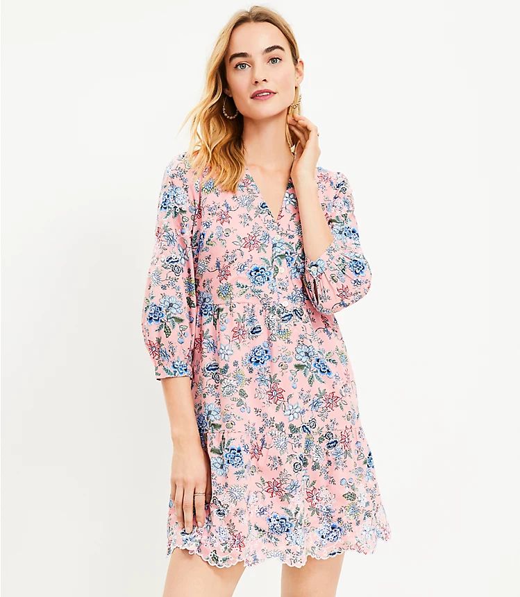Floral Embroidered Swing Shirtdress | LOFT