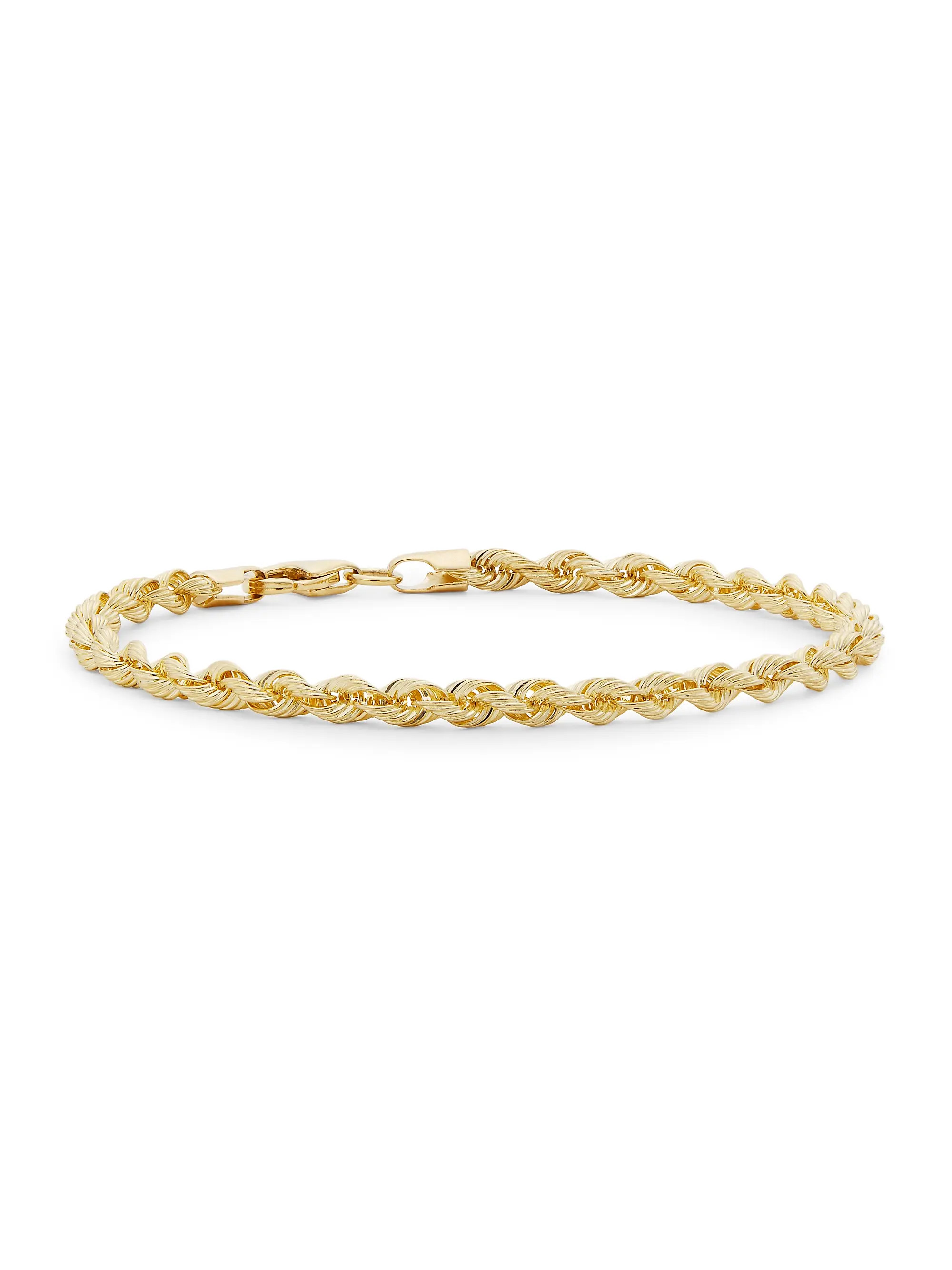 GoldAll Chains & StrandsOnly at SaksSaks Fifth Avenue Collection14K Yellow Gold Rope Chain Bracel... | Saks Fifth Avenue