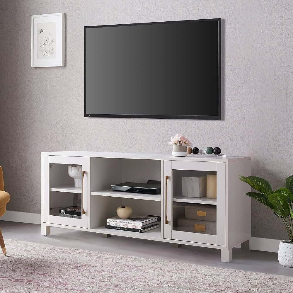 Henn&Hart Rectangular TV Stand for TV's up to 65" in White, Electric Fireplace TV Stands for the ... | Amazon (US)