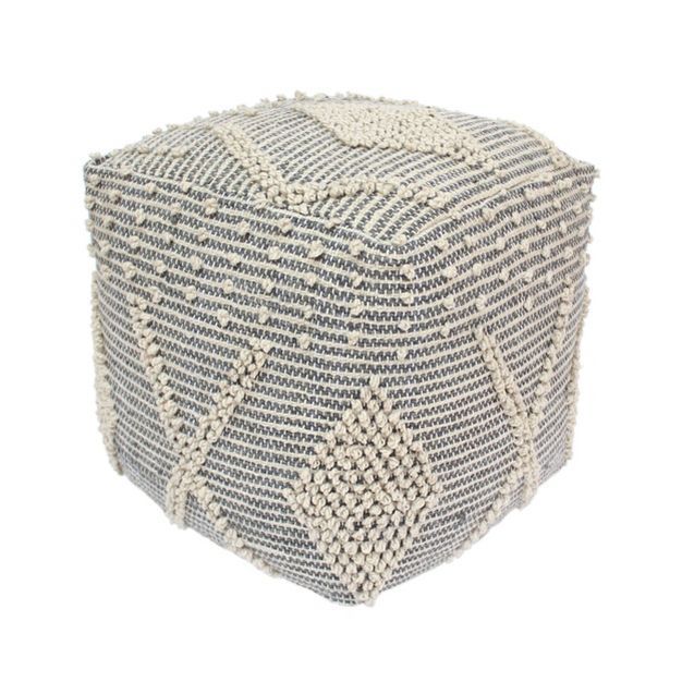 Brinket Contemporary Faux Yarn Pouf Ottoman Ivory/Gray - Christopher Knight Home | Target