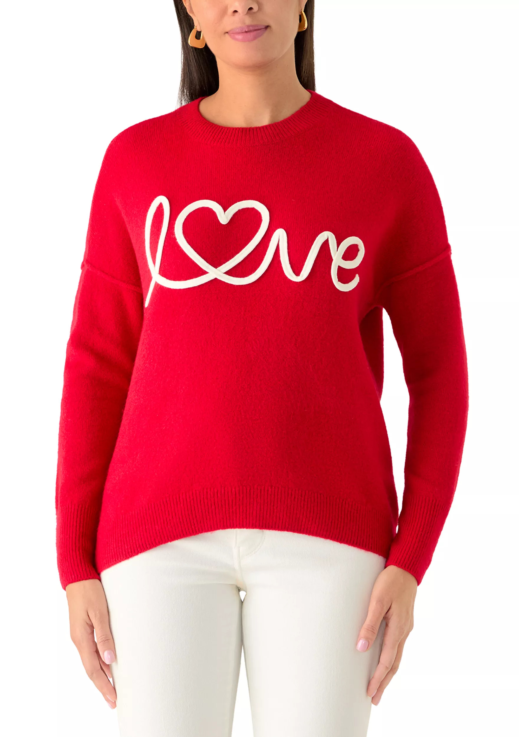 Women's Love Scribble Crew Neck Sweater | Belk