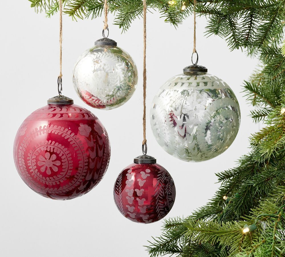 Etched Mercury Glass Ornaments | Pottery Barn (US)