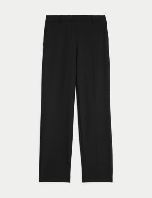 Wool Blend Straight Leg Trousers with Silk | Marks & Spencer (UK)