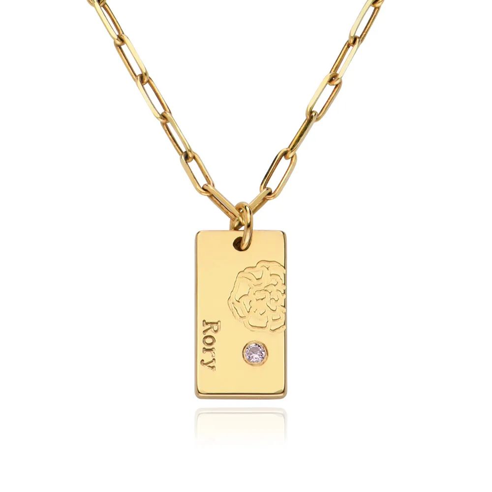 Link Blossom Birth Flower & Stone Necklace in 18K Gold Vermeil | MYKA