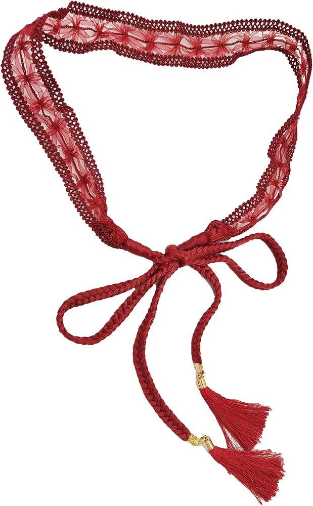 Women Girls Braided Knotted Waist Belt Skinny Mixed Color Rope Exotic Chain Tassel for Dress Skir... | Amazon (US)