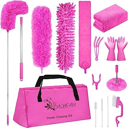 CALBEAU 15PCS Microfiber Feather Duster Set Bendable & Washable with 100-inch Extension Pole Dust... | Amazon (US)