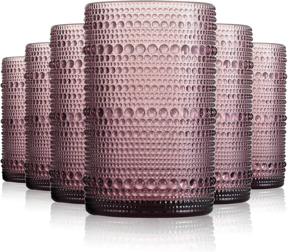 Hobnail Drinking Glasses Set of 6, Vintage Colored Glassware 14.5oz, Tall Beverage Glass Cups for... | Amazon (US)