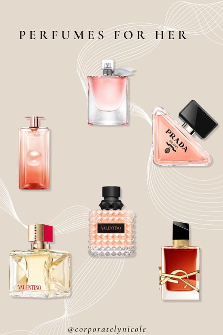 Perfume picks for her 

Use code NJ30 for 30% off fragrancenet.com

Lancôme 
YSL Beauty 
Valentino Beauty
Prada Beauty 

#ltkbeauty #perfume #fragrances #smellgood 

#LTKHoliday #LTKGiftGuide #LTKCyberWeek
