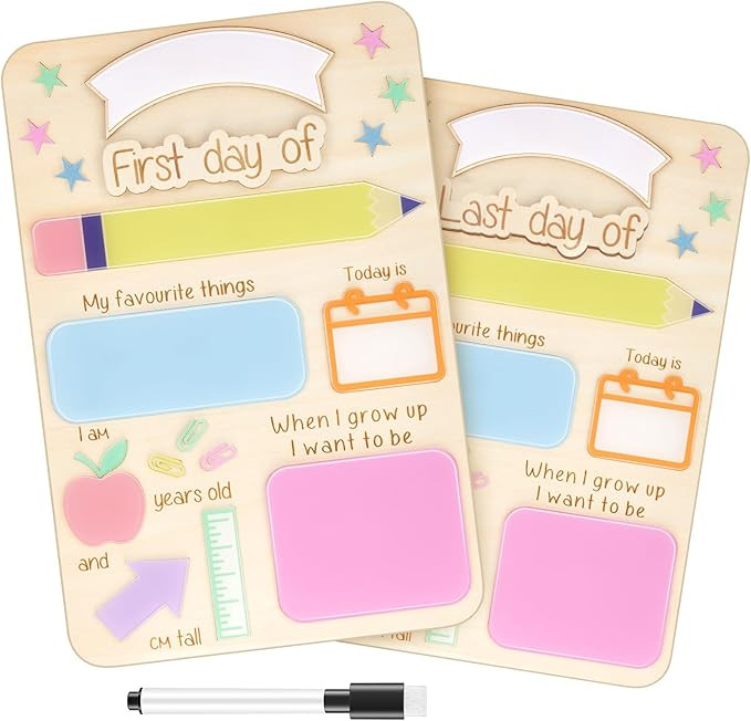 CroBlissful 1 Set First and Last Day of School Board with Marker First Day Sign 12'' x 8'' Back t... | Amazon (US)