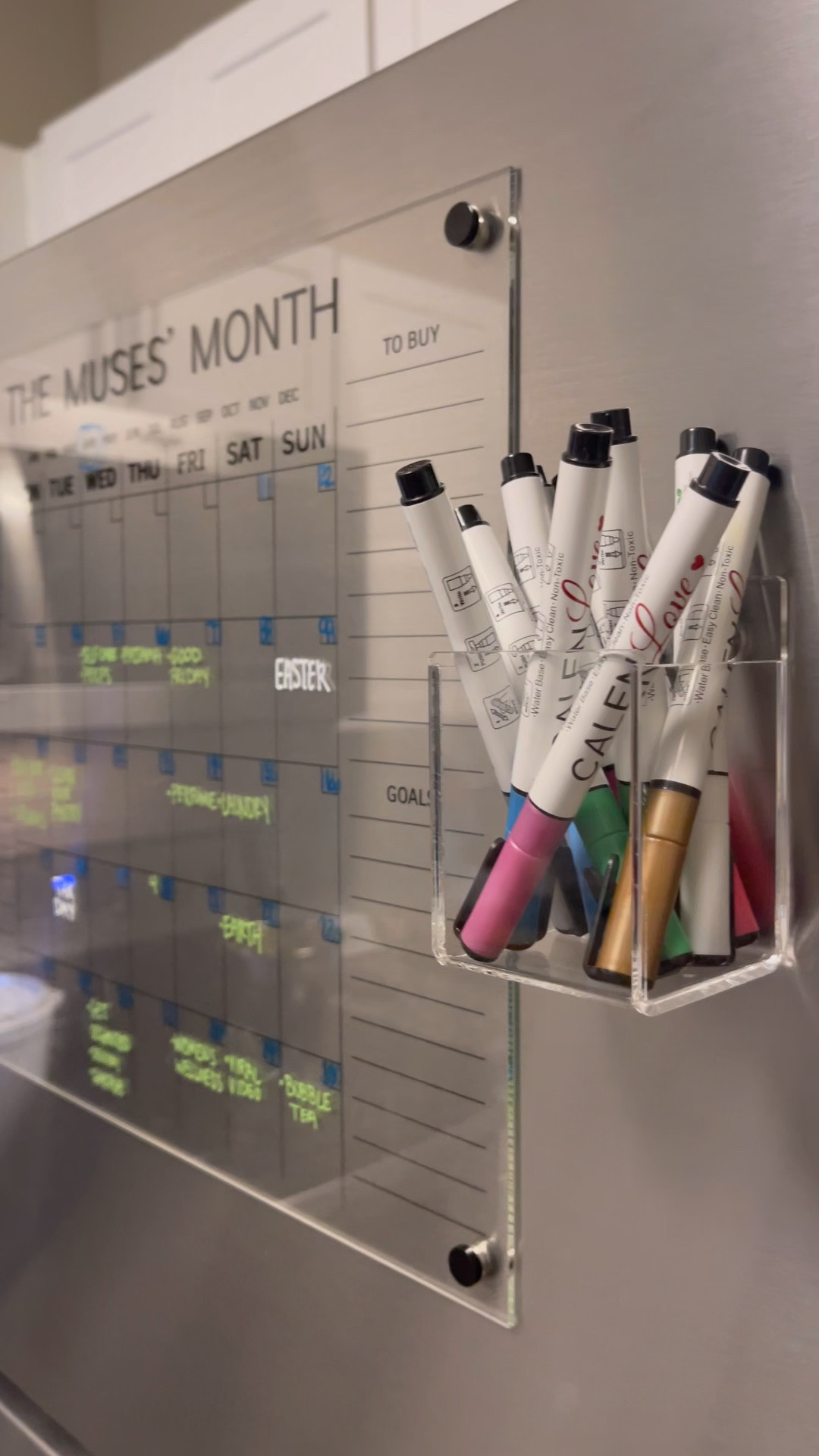 PROMO CODE: “MUSES20” for additional 20% off on CalenLove’s site (expires 4/15/2023) ⭐️ Getting organized for the month ahead with my favorite acrylic calendar✍️ let’s have a productive month! 
#organization #productivity #acryliccalendar 

#LTKhome