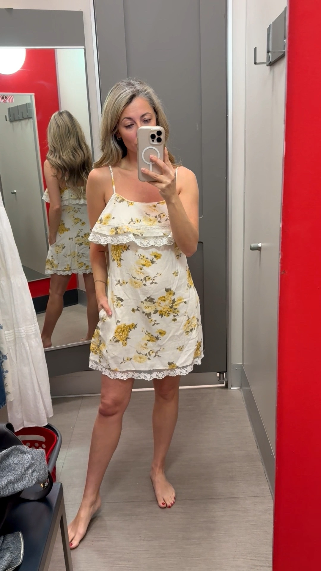 This yellow floral and white lace linen dress from Target A New Day is soooooo darling! It’s breathable and flowy and it even has pockets! Would be perfect for Easter or a country concert with some boots! Wearing an XS! And it’s on sale today!!!

#LTKPetite #LTKOver40 #LTKootd
