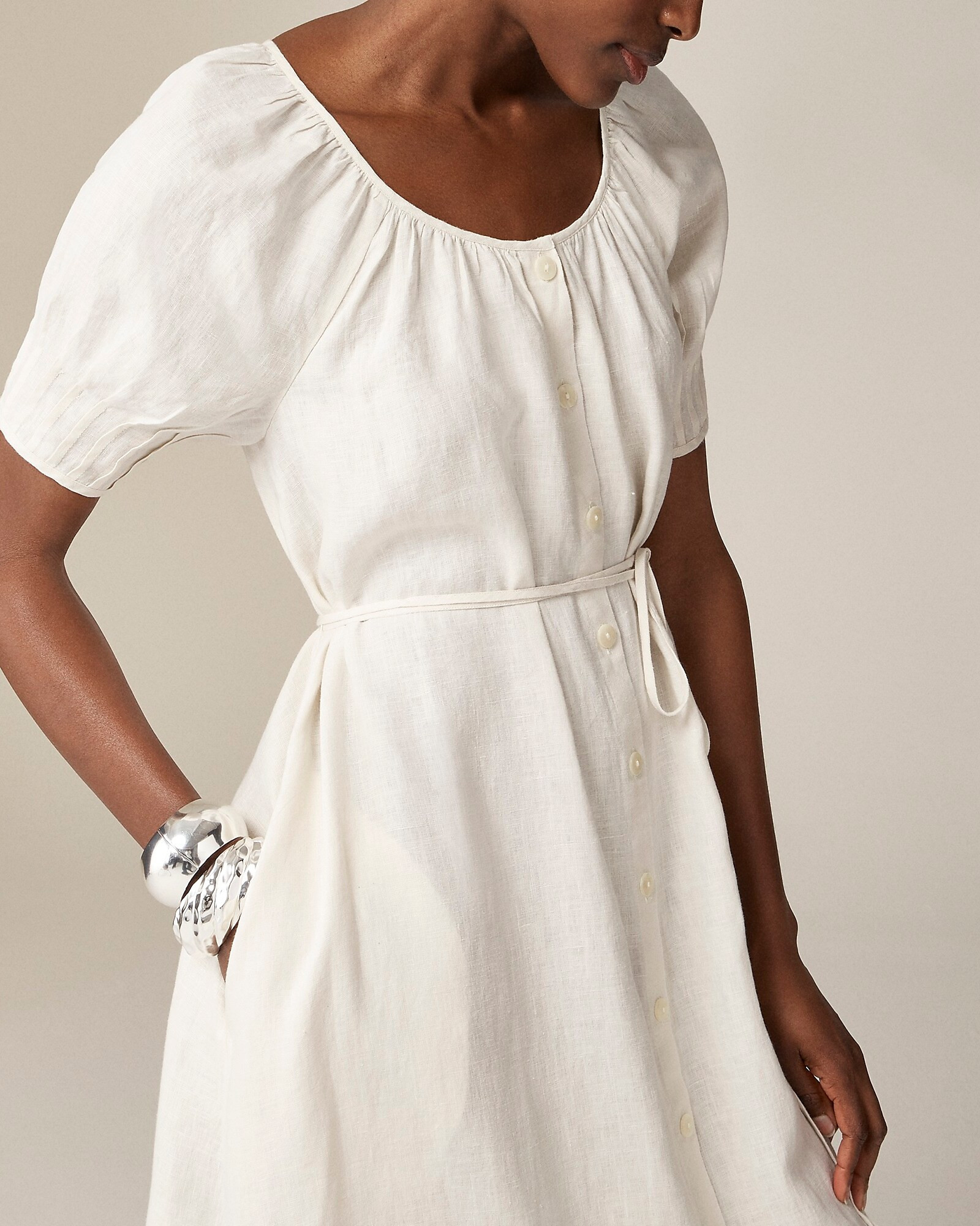 Button-up midi dress in linen | J. Crew US