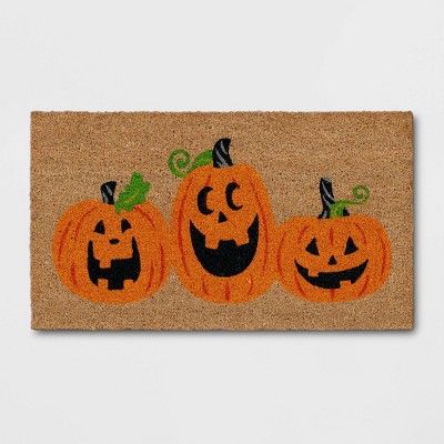 1'2"x2'2" Jack-O-Lantern Halloween Doormat Orange - Threshold™ | Target