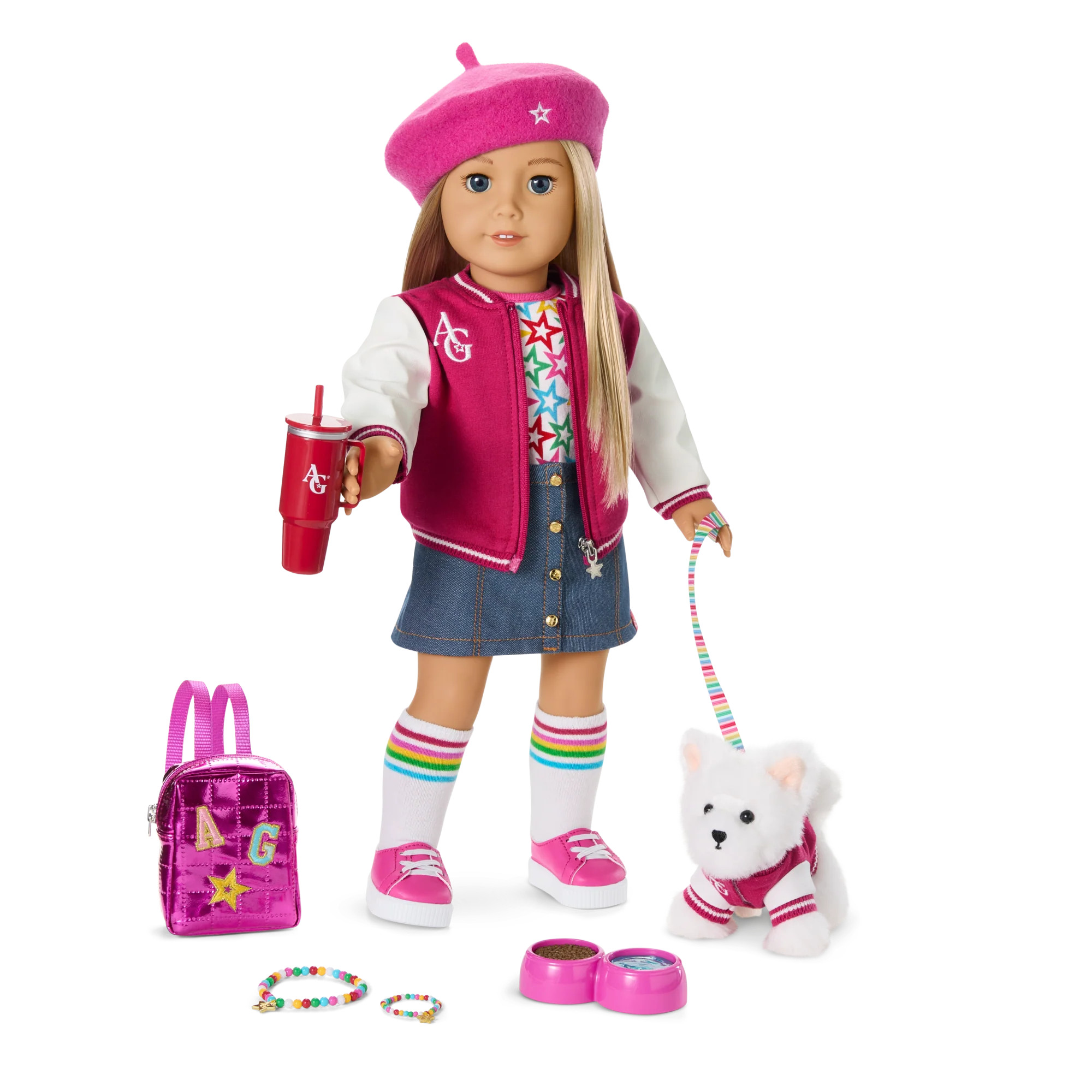 Truly Me™ Doll #100, Puppy, Mini Backpack & Accessories Bundle | American Girl