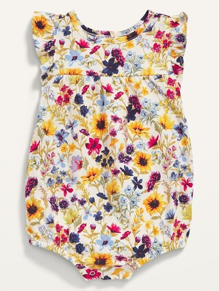Printed Flutter-Sleeve Jersey One-Piece Romper for Baby | Old Navy (US)