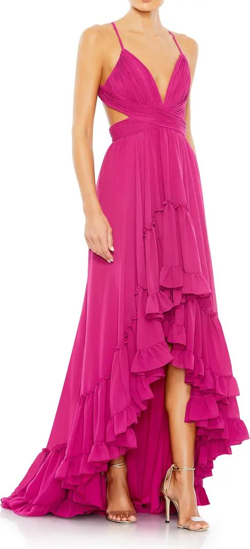 Cutout Detail High-Low Chiffon Gown | Nordstrom