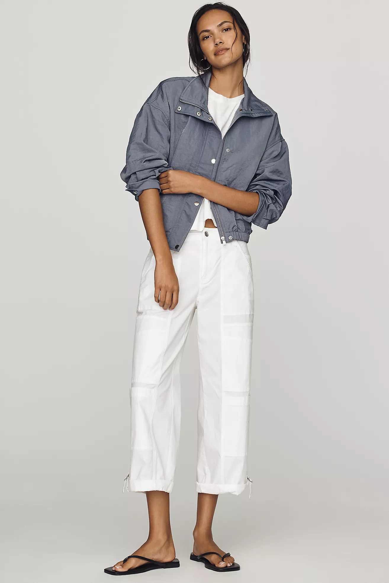 Pilcro Cohen Nylon Funnel-Neck Bomber Jacket | Anthropologie (US)