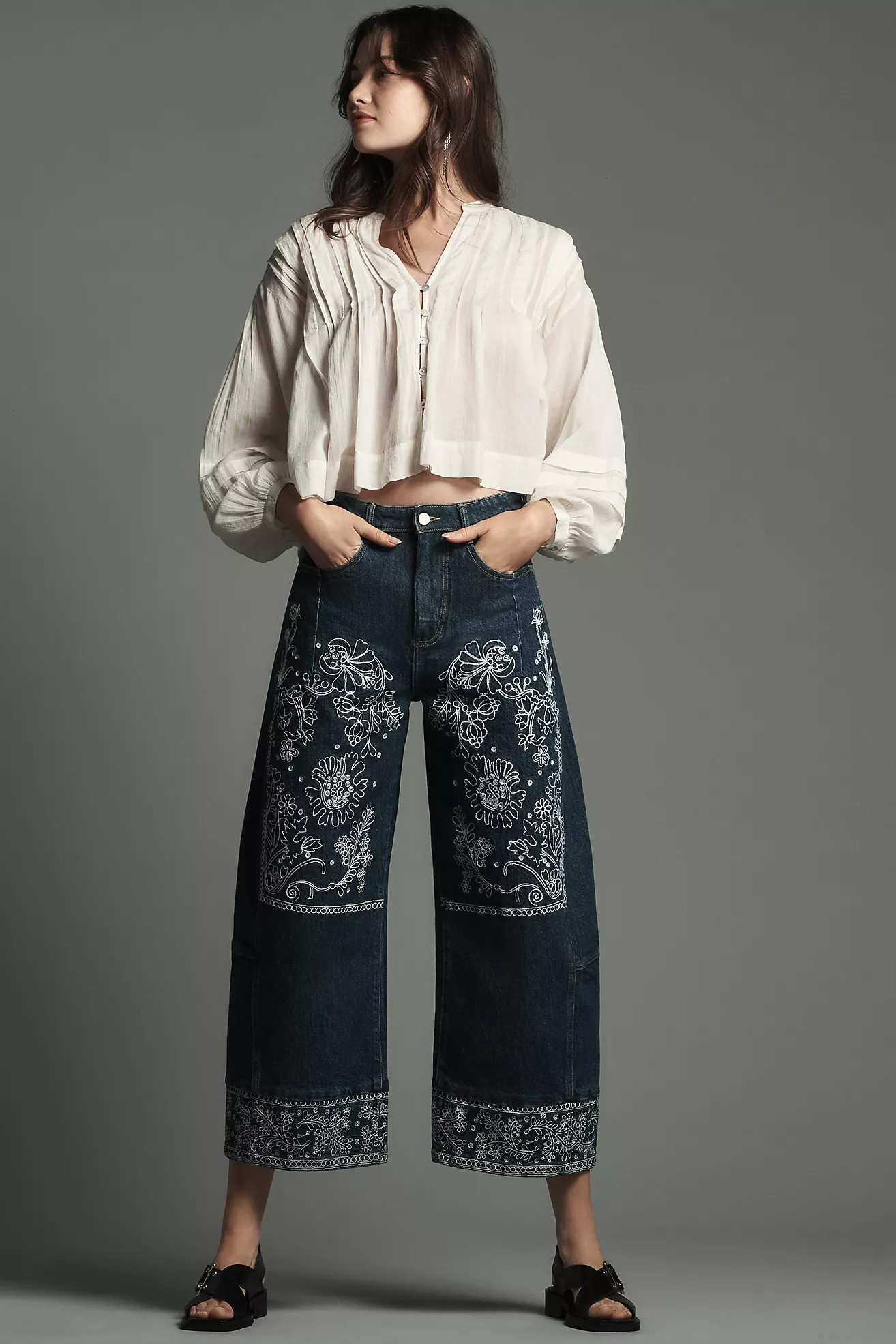 The Kenna Mid-Rise Heritage Barrel Jeans by Pilcro: Bandana Edition | Anthropologie (US)