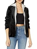 cupcakes and cashmere Women's Keva Velvet Blazer with Removable French Terry Hood, Black, Large | Amazon (US)