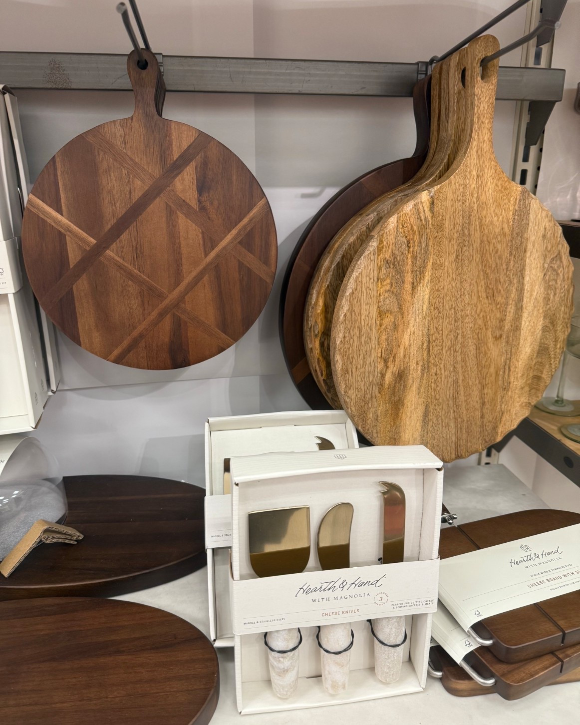 Elevate your entertaining game with this chic trio — the 3pc Brass Cheese Knives with Marble Handles paired perfectly with carved edge wood boards (square & round) for a rustic yet refined charcuterie setup. Perfect for cozy fall nights in or hosting friends all year round! 🧀✨ 

 #LTKSeasonal #LTKHome #LTKFindsUnder100