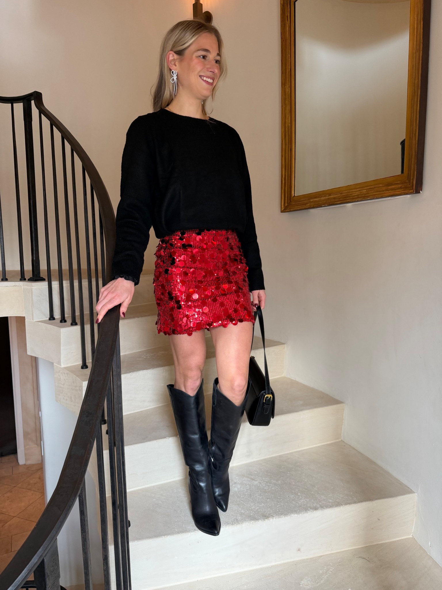 This sequin skort is the perfect accent for any holiday outfit. AND the sweater has two adorable bows in the back! Xs skirt and small sweater tts! Boots 7 - size up 1/2! 🎁🎀🎁🎀🎁🎀🎁🎀🎁🎀🎁🎀🎁🎀🎁🎀🎁 holiday party outfit. nye outfit. new year’s eve outfit. christmas party look. festive holiday outfit. sparkly outfit. holiday glam. winter party outfit. red sequin skirt outfit. bow sweater outfit. holiday style ideas. party outfit inspo. nye party look. christmas eve outfit. holiday wardrobe  

#LTKSeasonal #LTKFindsUnder50 #LTKHoliday