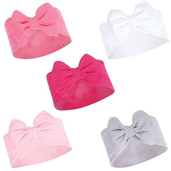 Hudson Baby Infant Girl Headbands 5pk, White Pink, 0-24 Months | Target