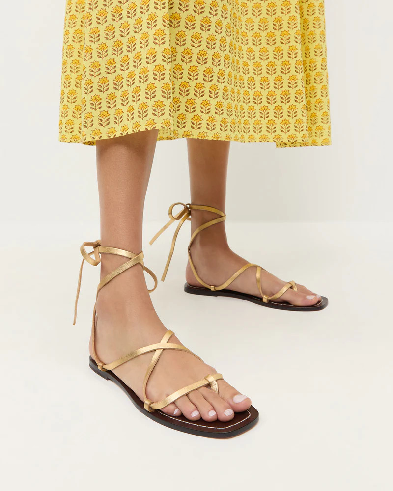 Lianna Gold/Espresso Lace-Up Sandal | Loeffler Randall