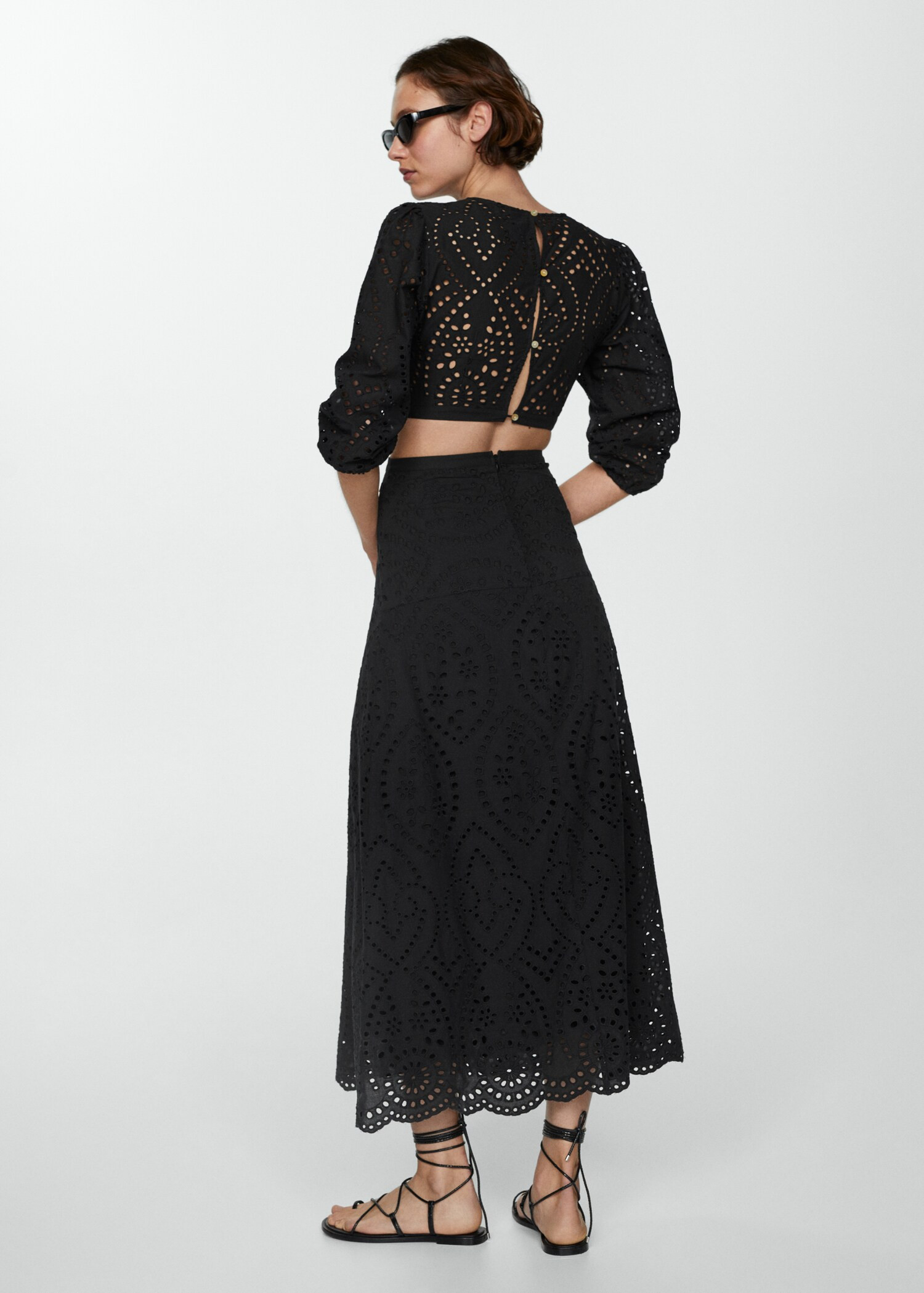 Embroidered cotton dress | MANGO (US)