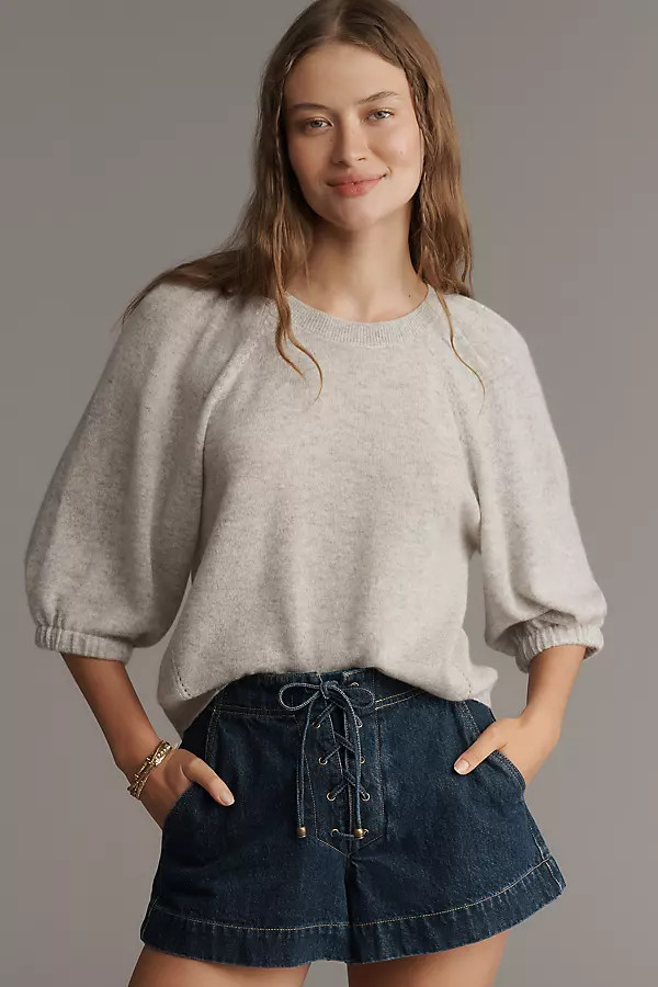 Puff-Sleeve Cashmere Sweater | Anthropologie (US)
