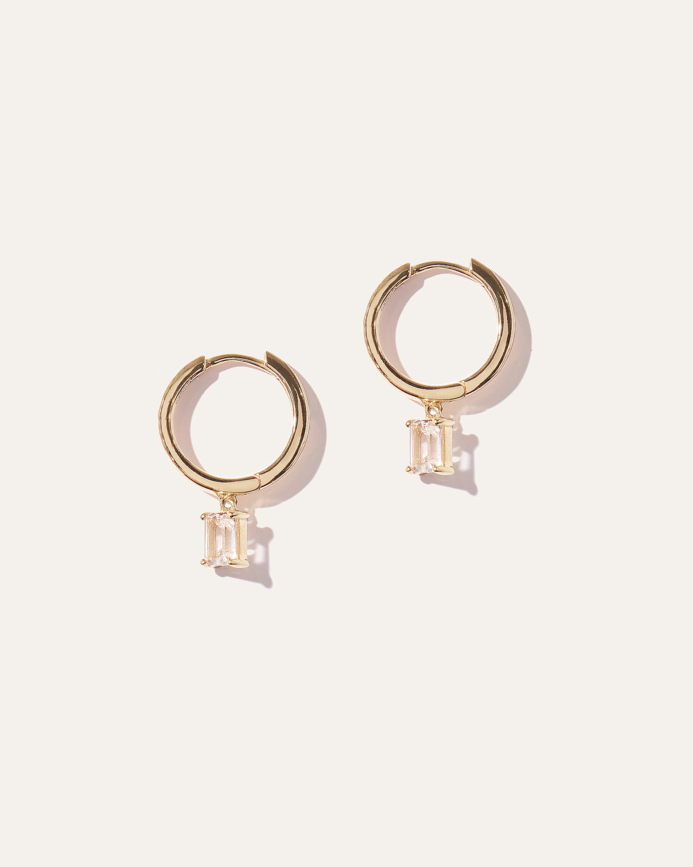 Quince | Women's Emerald Cut Topaz Dangle Hoop Earrings in Gold Vermeil | Quince
