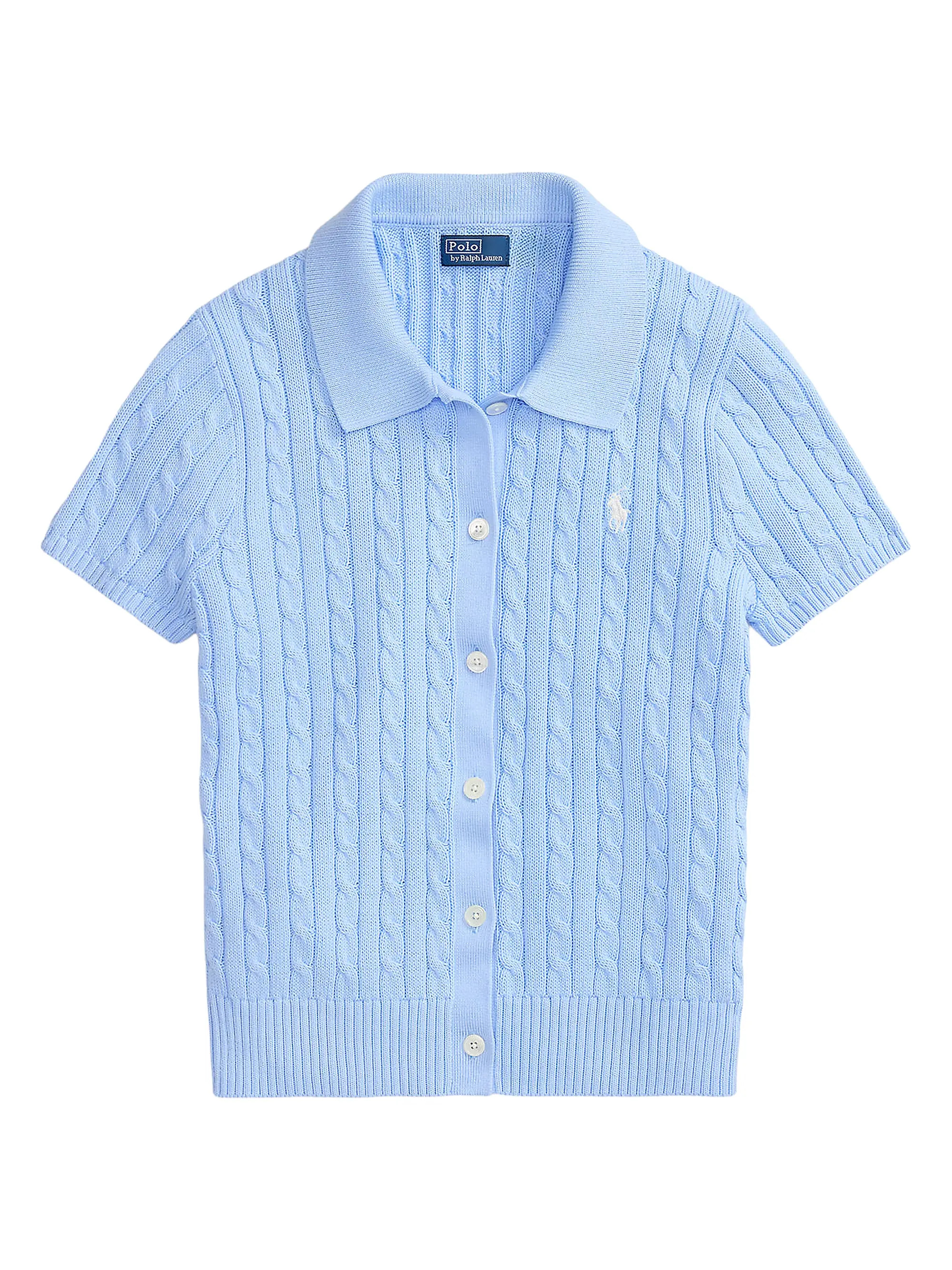 Polo Ralph Lauren Cable-Knit Cotton Polo Cardigan | Saks Fifth Avenue | Saks Fifth Avenue